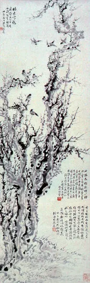 懒悟《枯木寒鸦图（网络参考）》网络参考图